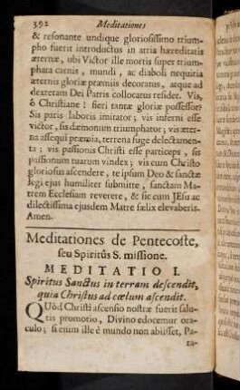 392-405, Meditationes de Pentecoste seu Spiritus S. missione