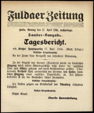 Ausgabe vom Montag, den 17. April 1916.