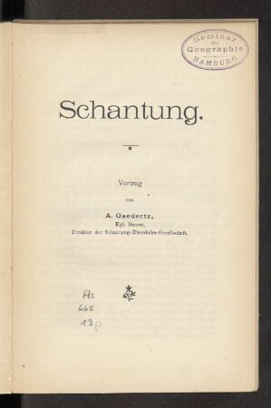 Schantung : Vortrag