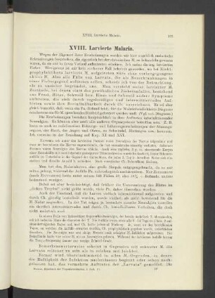 XVIII. Larvierte Malaria.
