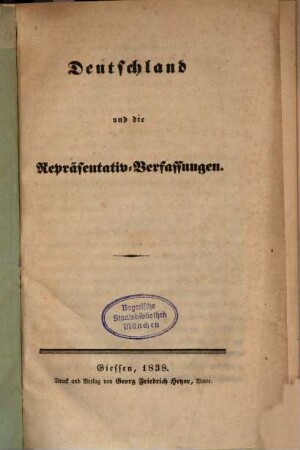 Deutschland und die Repräsentativ-Verfassungen