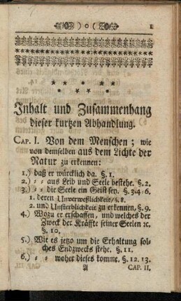 Inhalt und Zusammenhang dieser kurtzen Abhandlung.
