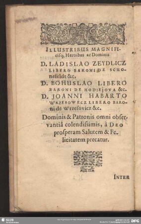 Illustribus Magnificisq; Heroibus ac Dominis