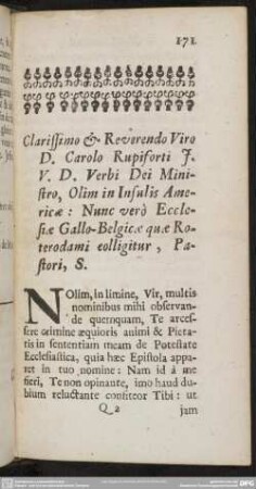 [Epist. 10. ad Carolum Rupifortem]