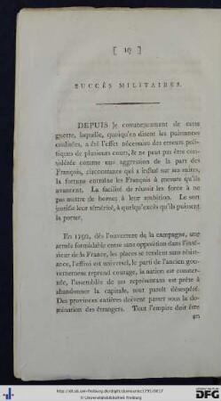 Succès Militaires.