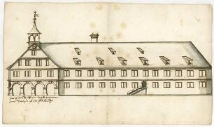 [Aufriss des Giebels und der Längsseite des neu zu bauenden Rathauses in Kirchheim]