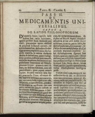 Pars II. De Medicamentis Universalibus.