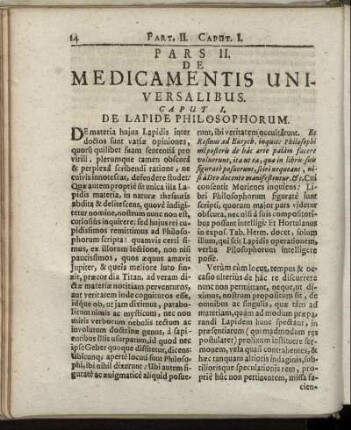 Pars II. De Medicamentis Universalibus.
