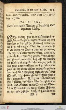 Caput XXV: Von den vielfältigen Mängeln der eigenen Liebe