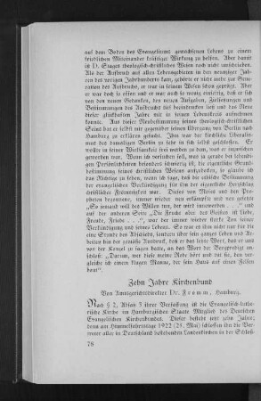 Zehn Jahre Kirchenbund