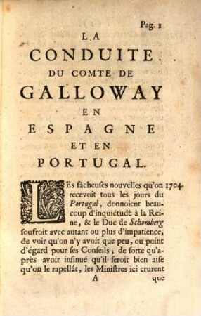 La Conduite du Comte de Galloway en Espagne