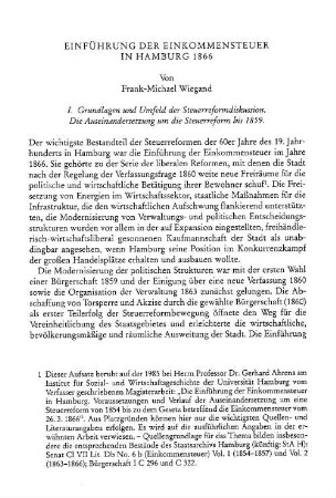 Einführung der Einkommensteuer in Hamburg 1866