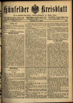 Ausgabe vom Donnerstag, den 14. August 1913.