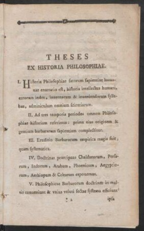 Theses Ex Historia Philosophiae