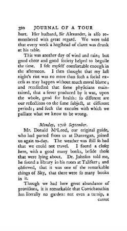 September 27. - Dr Johnson's popularity in the Isle of Sky. His good-humoured gaiety with a Highland lady.