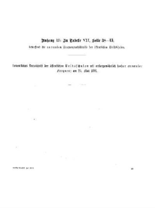 Nachtrag : Anhang II ; zu Tabelle VII, Seite 38-43