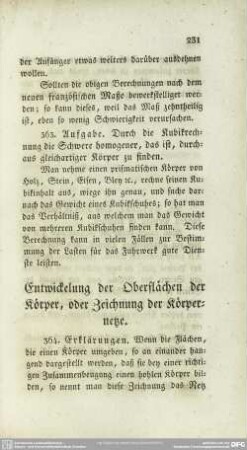 Entwickelung der Oberflächen der Körper, oder Zeichnung der Körpernetze