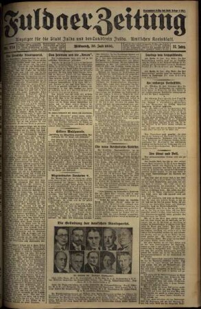 Erste Ausgabe vom Mittwoch, den 30. Juli 1930.