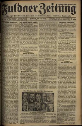 Erste Ausgabe vom Mittwoch, den 30. Juli 1930.