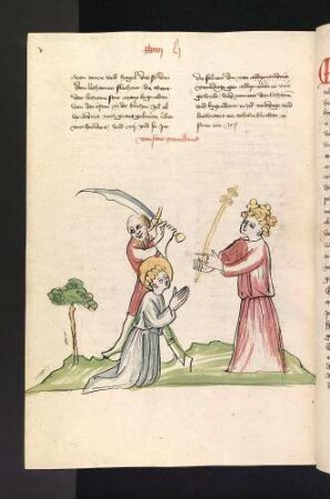Papst Marcellinus wird im Beisein eines Kaisers (Diokletian oder Maximinian) enthauptet