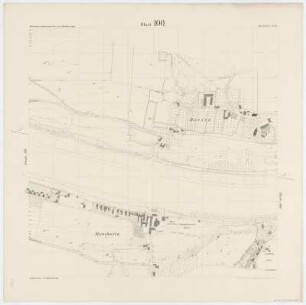 Elbstromkarte von Hirschstein-Boritz und Merschwitz, 1:2 000, Lithographie, 1876 : 100 : Merschwitz, Boritz. - Aufgen. 1877. - 1:2 000. - Leipzig : Giesecke & Devrient , 1876. - 1 Kt. : Lithogr.