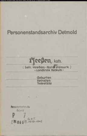 Kirchenbuchduplikate der katholischen Gemeinde in Nordenfeldmark(Heessen) (GHT 1818-1845). (Gemeinde: Nordenfeldmark (Heessen), katholische Gemeinde und Kirchspiel)