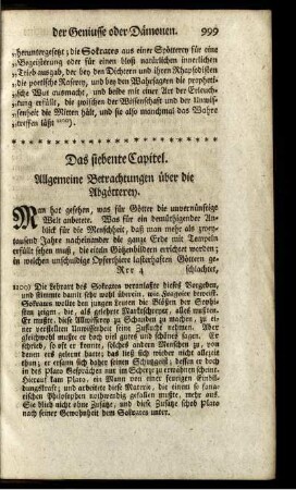 Das siebente Capitel. Allgemeine Betrachtungen über die Abgötterey