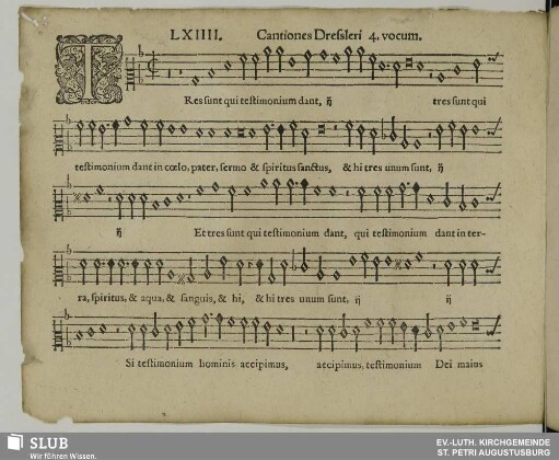 LXIIII. Tres sunt qui testimonium dant in caelo