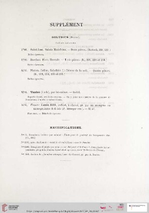 Supplément / Rectifications