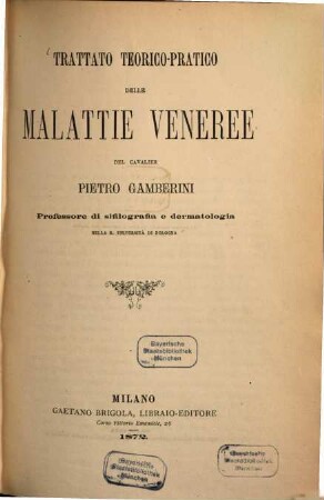 Trattato teorico-pratico delle malattie veneree