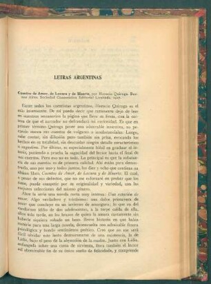 Cuentos de amor, de locura y de muerte, por Horacio Quiroga