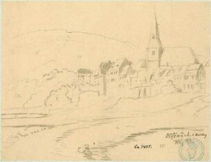 Neckargemünd Blick auf Neckargemünd von Nordwesten aus, im Vordergrund Flusslauf
