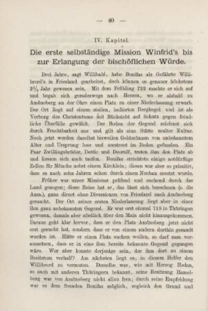 IV. Die erste selbständige Mission Winfrid's bis zur Erlangung der bischöflichen Würde