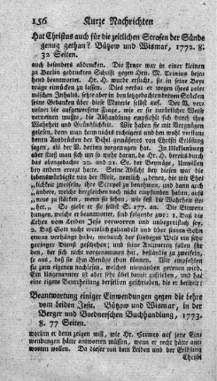 Beantwortung einiger Einwendungen gegen die Lehre vom Leiden Jesu.