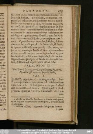 Paradoxon III. [...] Aequalia esse peccata, & recte facta.
