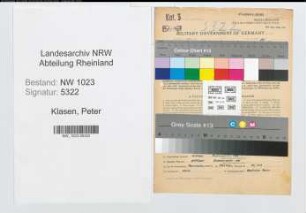 Entnazifizierung Peter Klasen , geb. 07.12.1900 (Telegrafenaufseher)