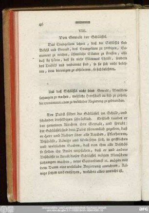 VIII. Von Gewalt der Schlüssel.