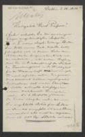 Brief von Arthur Minks an Unbekannt