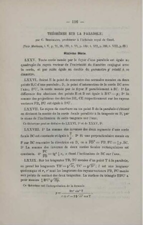 THÉORÈMES SUR LA PARABOLE.