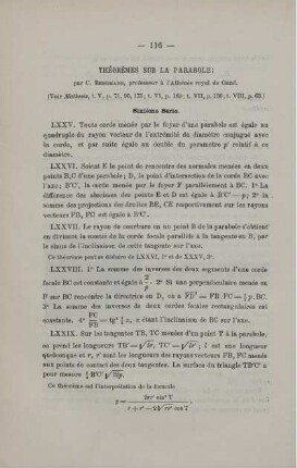 THÉORÈMES SUR LA PARABOLE.