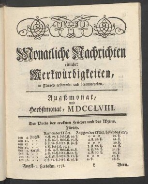 Herbstmonat, MDCCLVIII