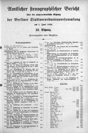 Sitzung 22, 1. Juni 1926