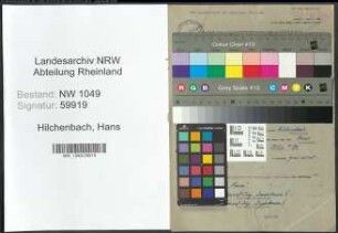 Entnazifizierung Hans Hilchenbach , geb. 16.09.1911 (Angestellter)