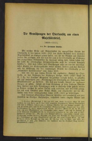 Die Bemühungen der Oberlausitz um einen Majestätsbrief, 1609 - 1611