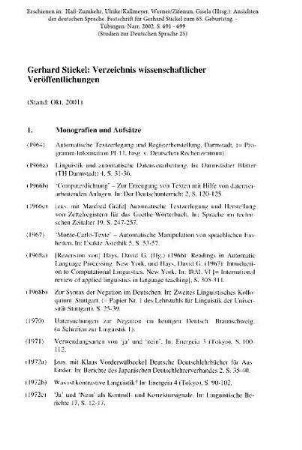 Verzeichnis wissenschaftlicher Veröffentlichungen