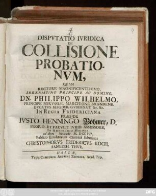 Dispvtatio Ivridica De Collisione Probationvm
