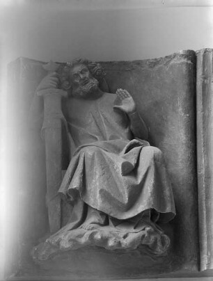 Archivoltenfigur des Apostels Thomas von der Rosenarchivolte des südlichen Querhauses der Kathedrale Notre-Dame zu Reims