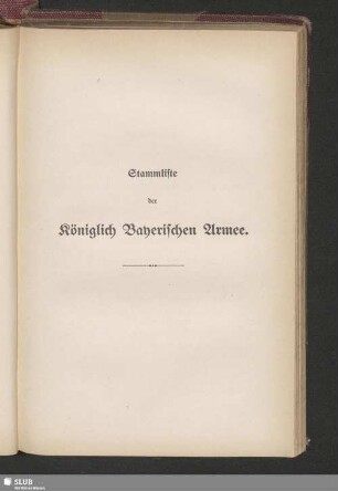 Stammliste der Königlich Bayerischen Armee
