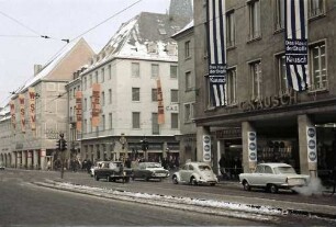 Freiburg: Winterschlussverkauf, Häuser am Bertoldsbrunnen