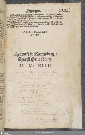 Die Summa Der gantzen Christlichen Religion hat D. Mart. Luth. in diesen Worten verfasset... M. Iohannes Agricola Sprembergensis 1 Maij 1562